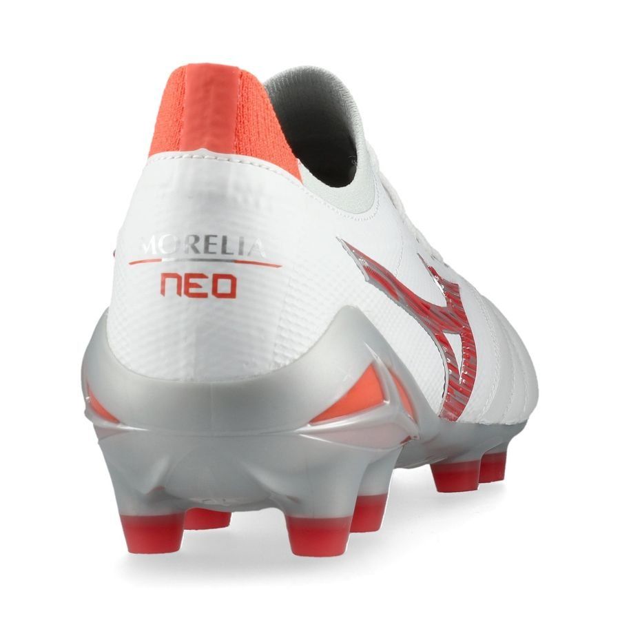Mizuno Morelia Neo IV Beta Made in Japan FG/AG Charge - Blanc/Radiant Red