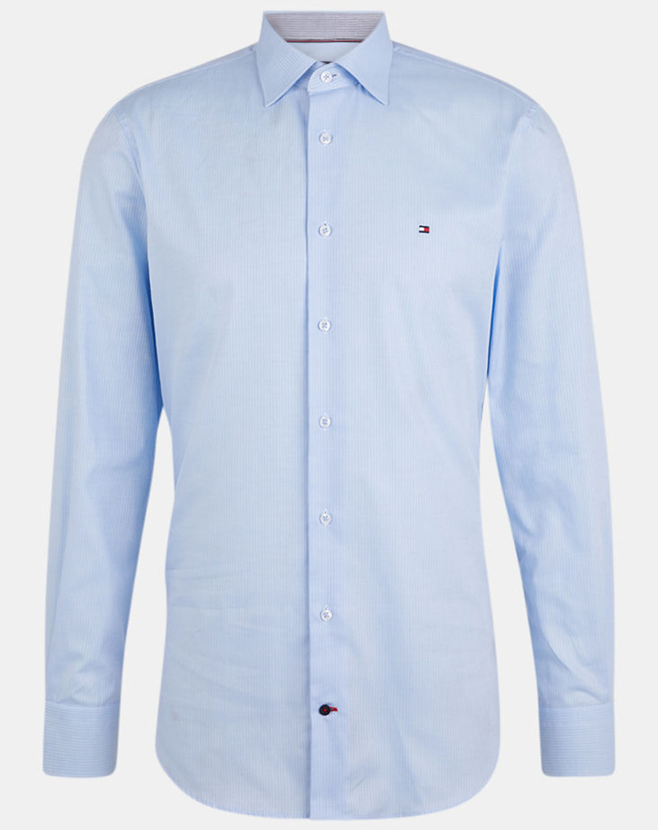 Tommy Hilfiger Chemise Regular 100% Coton Bio Herringbone imprimée bleu ciel