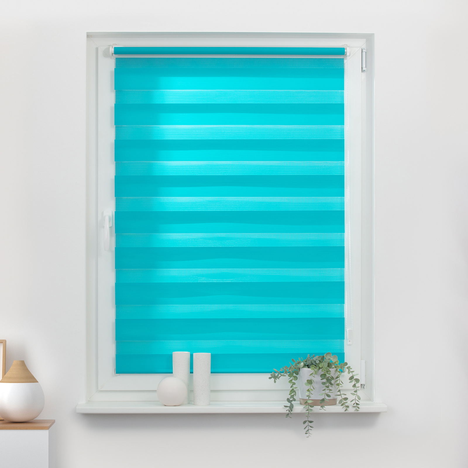 LICHTBLICK Doppelrollo - blau - klemmbar - 45x150 cm