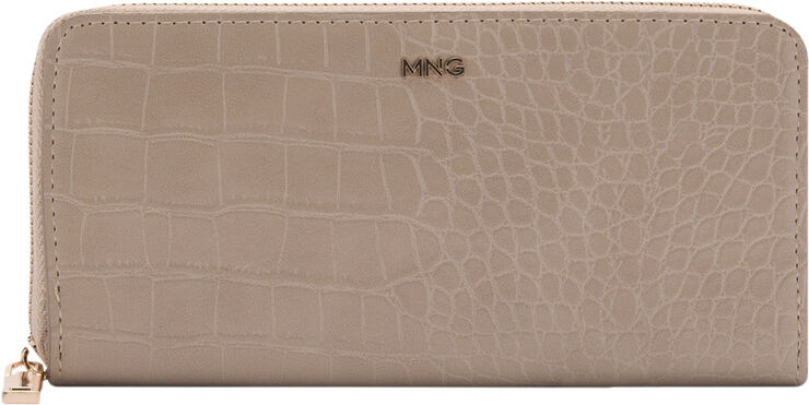 MANGO Animal print effect wallet Lt pastel brown