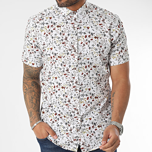Chemise Manches Courtes Blanc Floral