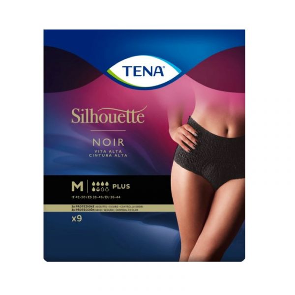 Tena Silhouette Plus Cintura Alta Negro Tamanho M 9 Unidades