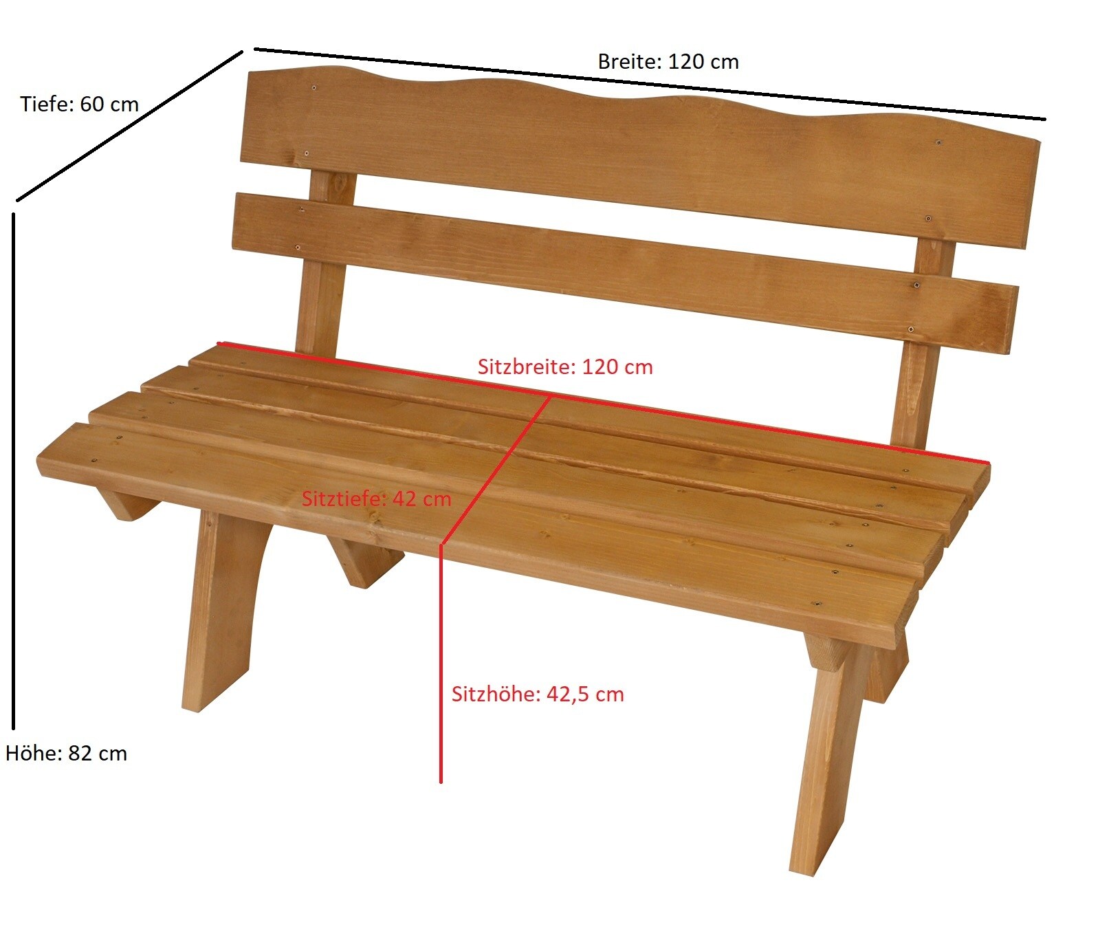 DEGAMO Garnitur FREITAL 3-teilig 120cm, Kiefer