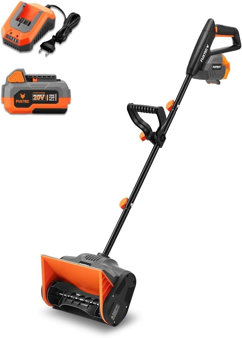 FUXTEC Akku Schneefräse FX-E1SCH20SET, 20V Schneeschaufel elektrisch inkl. 4Ah Akku & Ladegerät, 30cm Arbeitsbreite, 6m Auswurfweite, leichtgewichtig, ideal für Einfahrt, Gehweg, Terrasse