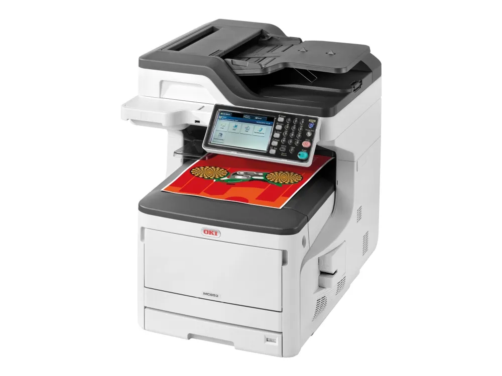 OKI MC853DN - Multifunktionsprinter - farve - LED - 297 x 431.8 mm (original) - A3 (medie) - op til 23 spm (kopiering) - op til 23 spm (udskriver) - 400 ark - 33.6 Kbps - USB 2.0, Gigabit LAN, USB vært
