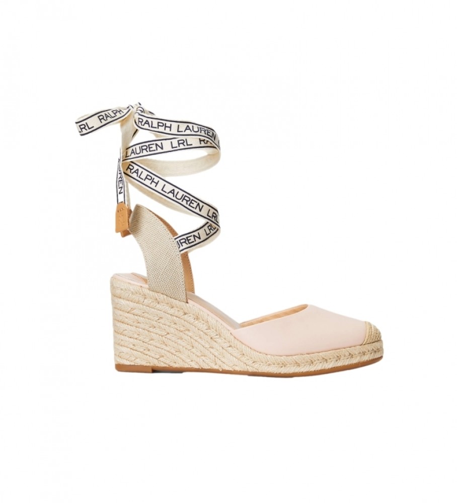 Alpargatas Ralph Lauren Paislee em couro napa nude - Salto plataforma de 6,5 cm -
