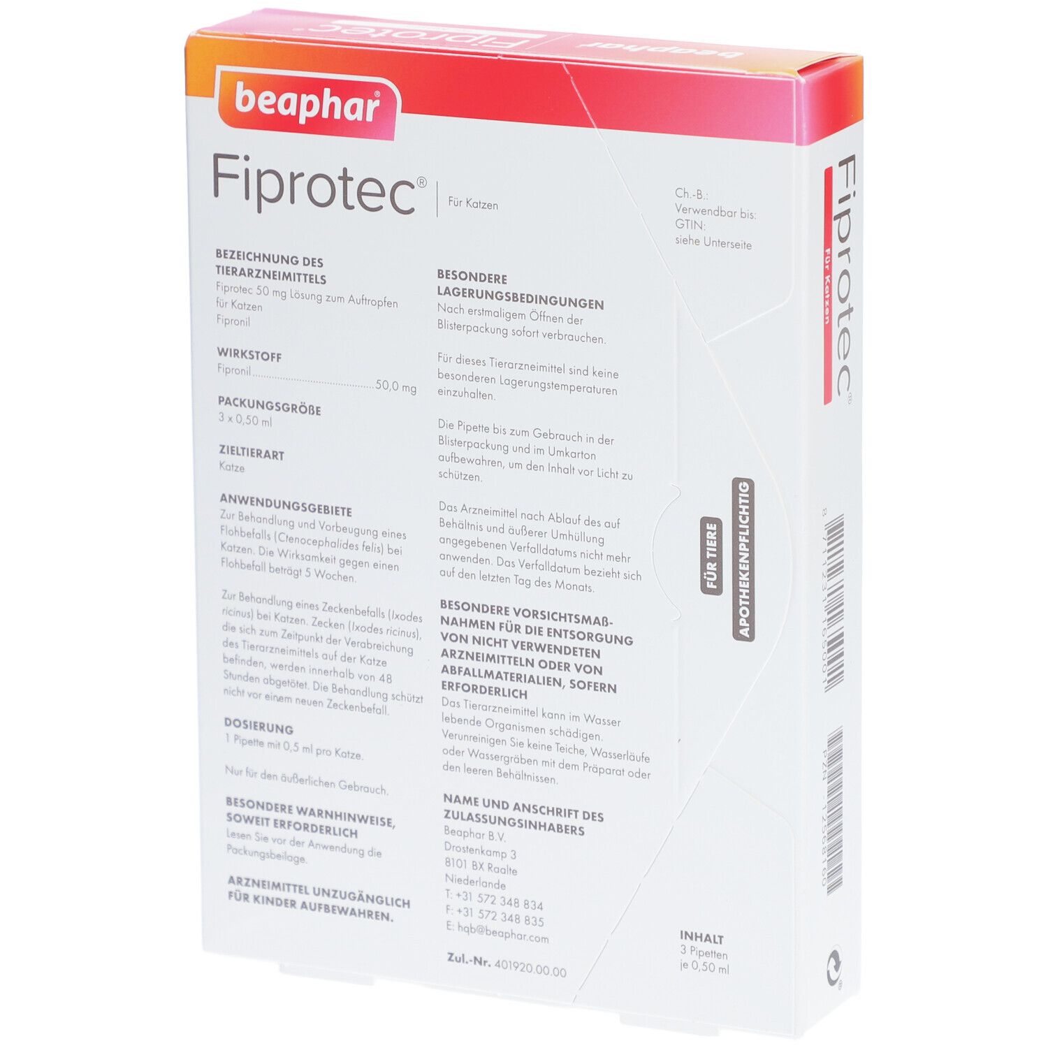 Fiprotec® 50 mg Lösung zum Auftropfen für Katzen