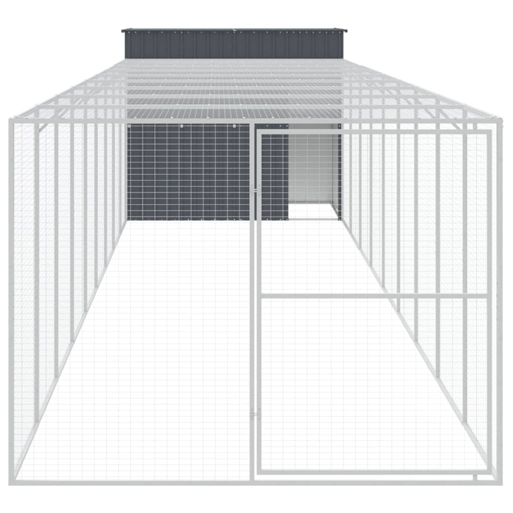 Canil vidaXL com área de exercício, aço galvanizado, cinza, 214x1069x181 cm