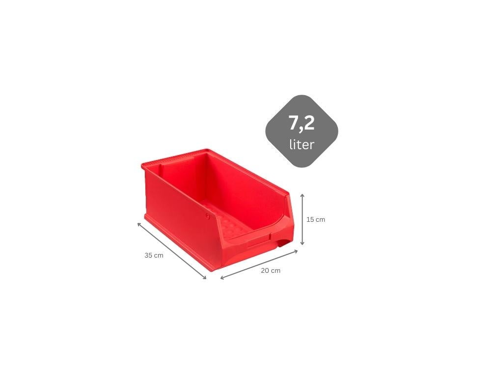 PROREGAL Rode Opbergdoos 4,0 HxBxD 15 x 20 x 35 cm 7,2 liter Opbergcontainer Opbergdoos Opbergdoos Assortiment Sorteercontainer