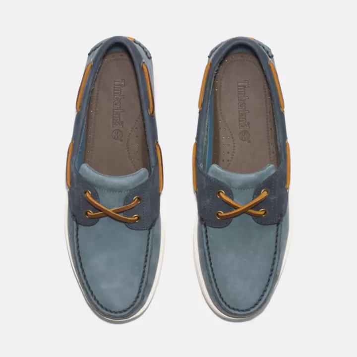 Chaussures bateau classique en cuir pour homme en bleu moyen