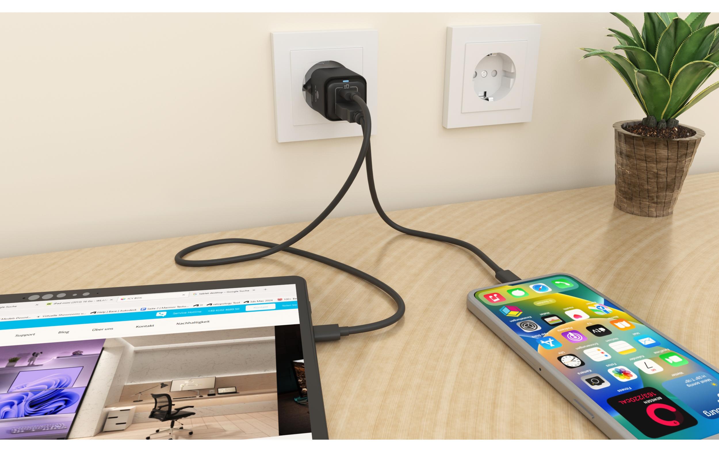 USB-Wandladegerät IB-PS1020-PDWandladegerät mit 20 W Power Delivery und Schnellladefunktion