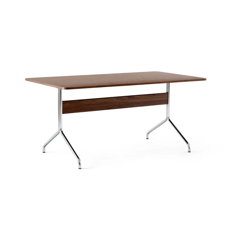 &Tradition - Pavilion Dining Esstisch AV18, 160 x 90 cm, Walnuss lackiert / Gestell chrom