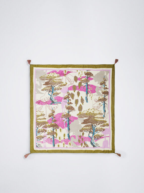 Lenço quadrado estampado - Rosa