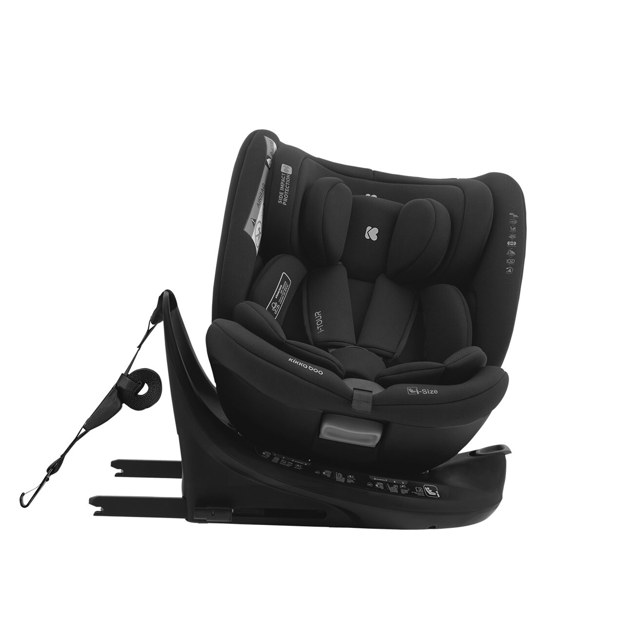 Kikkaboo Kindersitz i-Tour i-Size (40-150 cm) Gruppe 0+/1/2/3, Isofix, drehbar hellgrau