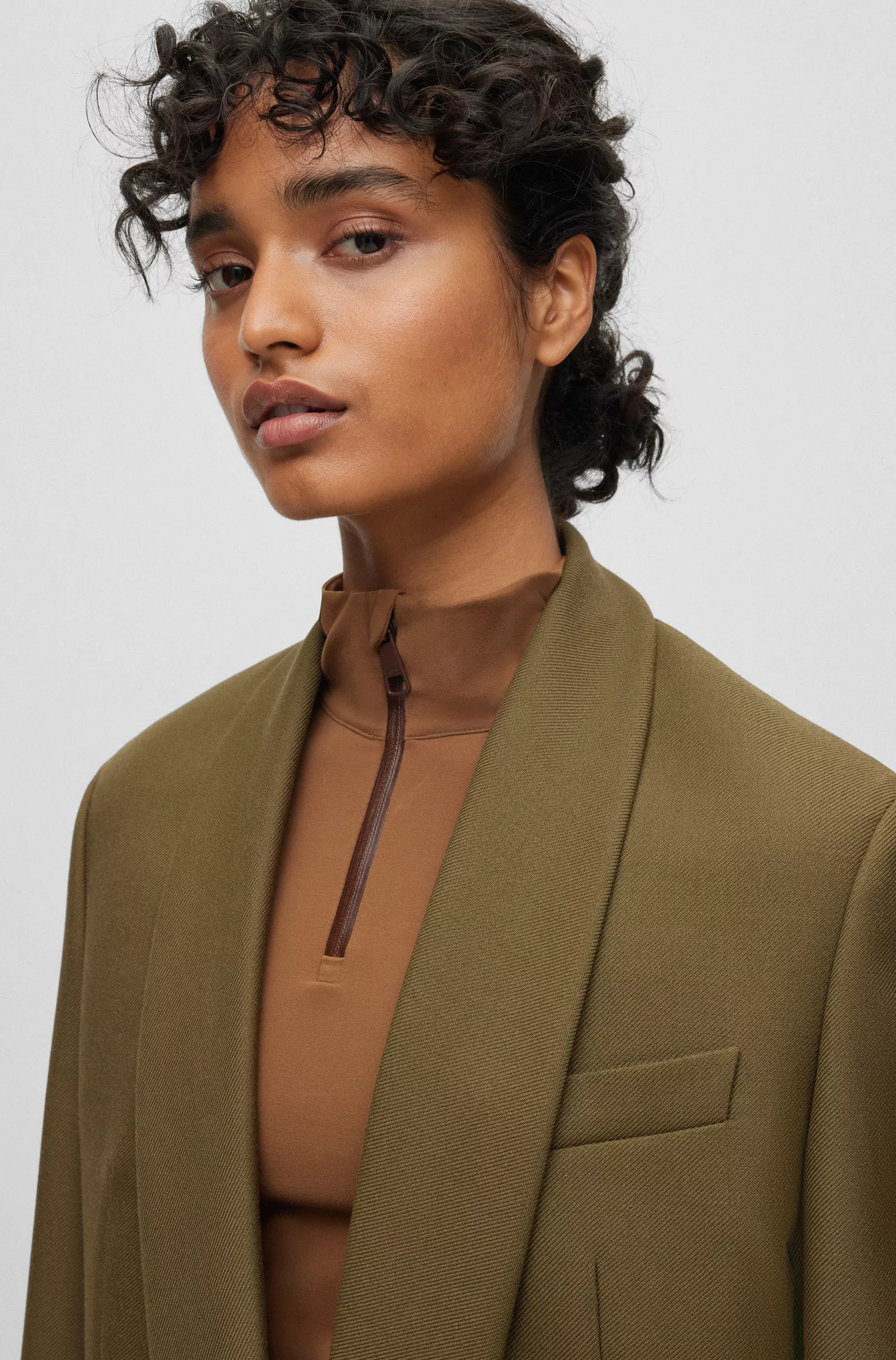 Jaqueta BOSS Black-BOSS x Alica Schmidt de modelagem relaxada em lã sustentável.