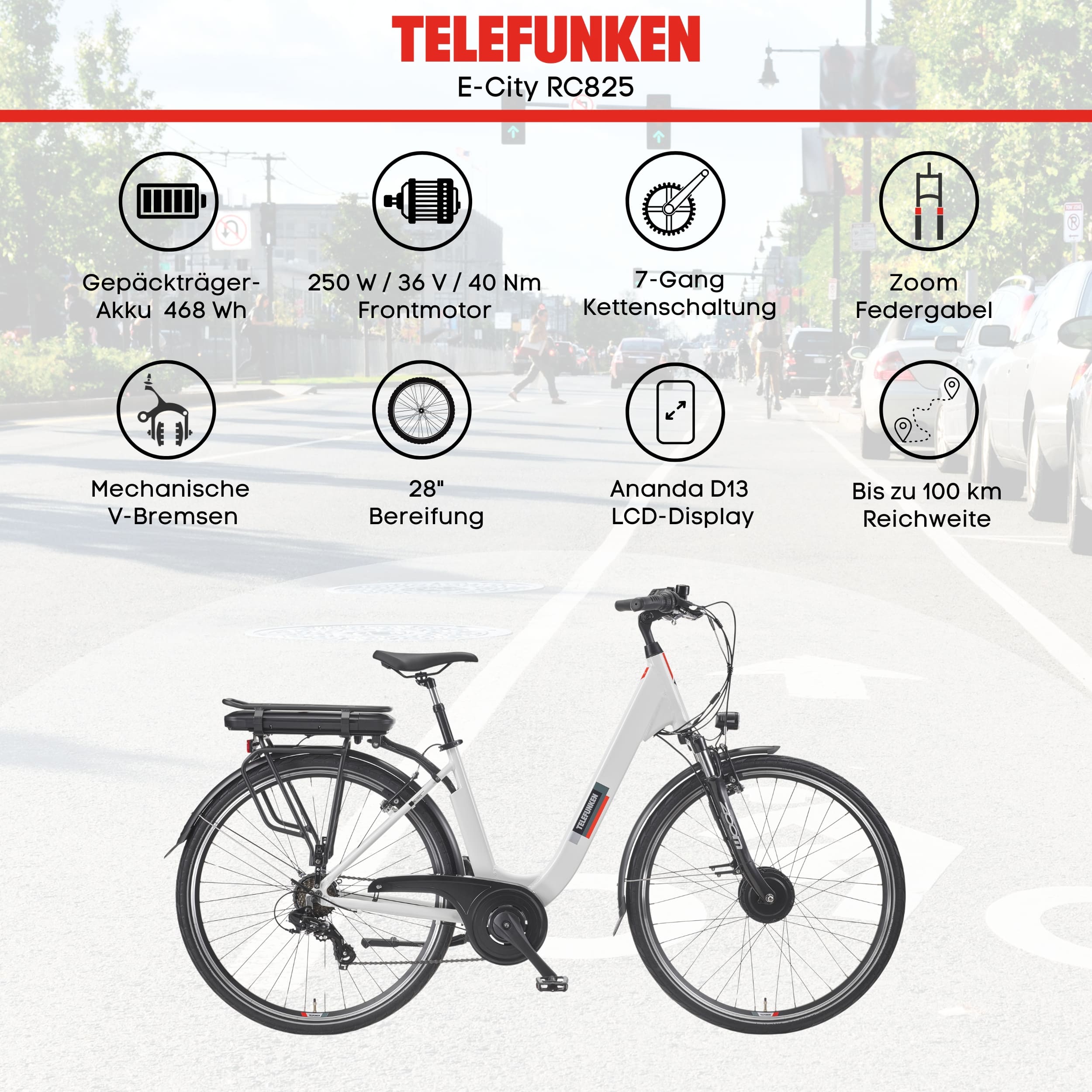 TELEFUNKEN RC825 E-City-Bike 28