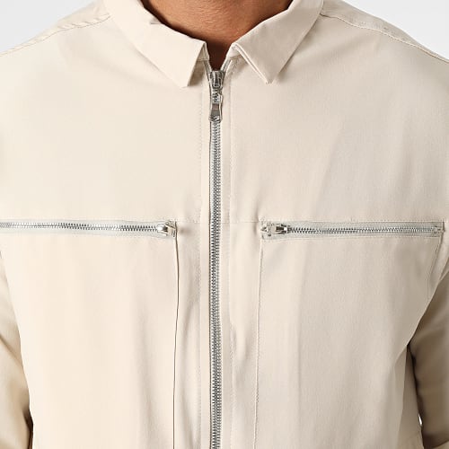 Ensemble Veste Zippée Et Pantalon Cargo KL-2093 Beige
