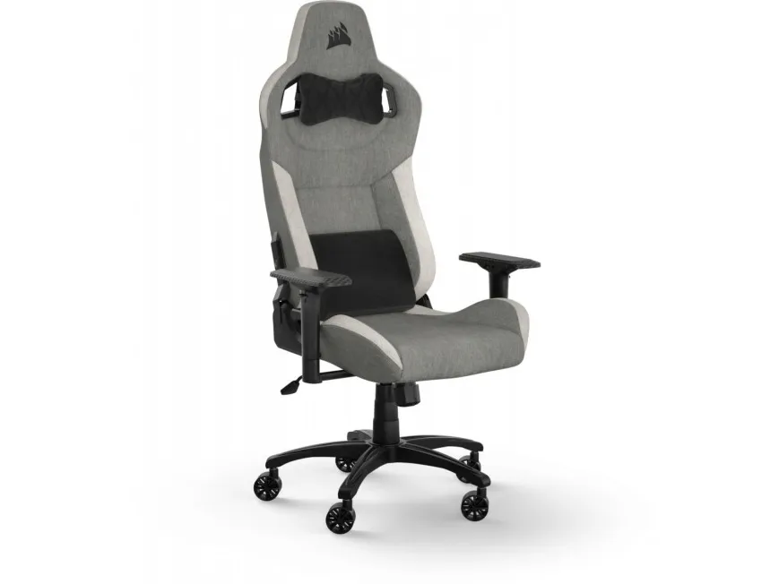 CORSAIR T3 RUSH - Spillestol - armstøtter - T-formet - vippe - tekstil - grå hvid