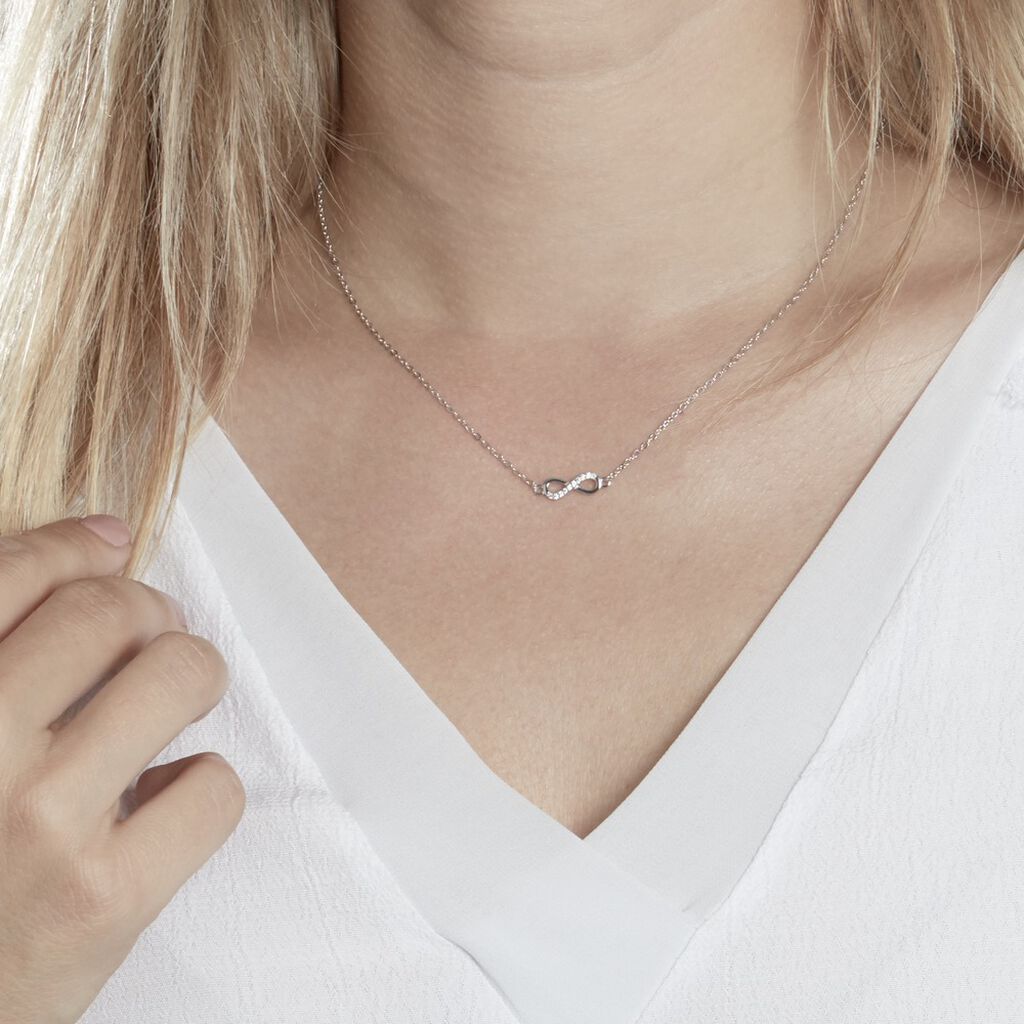 Collier Immortelle Argent Blanc Oxyde De Zirconium
