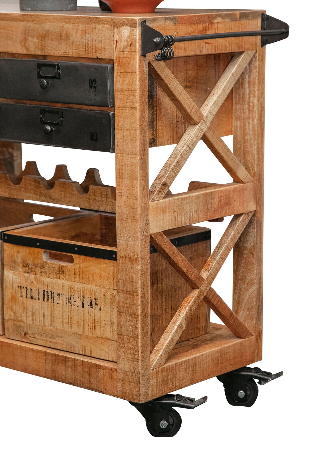 Servierwagen Warehouse 97x85x43 cm Mango massiv