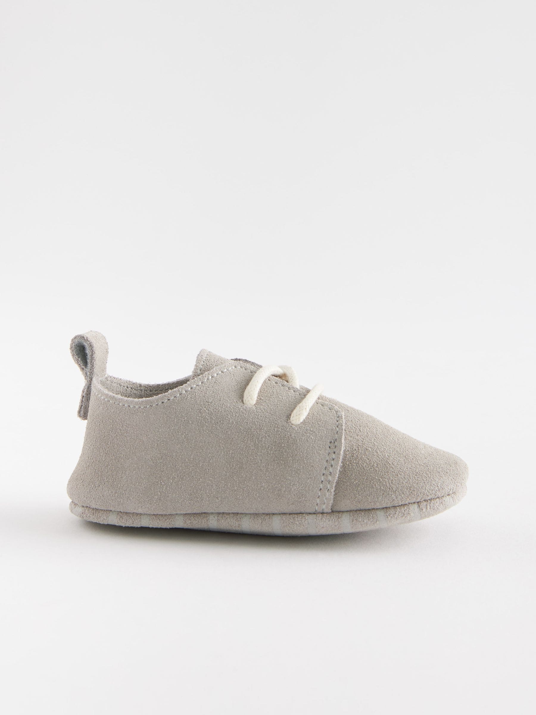 Grijs - Suède babyschoenen met veters (0-24 mnd)