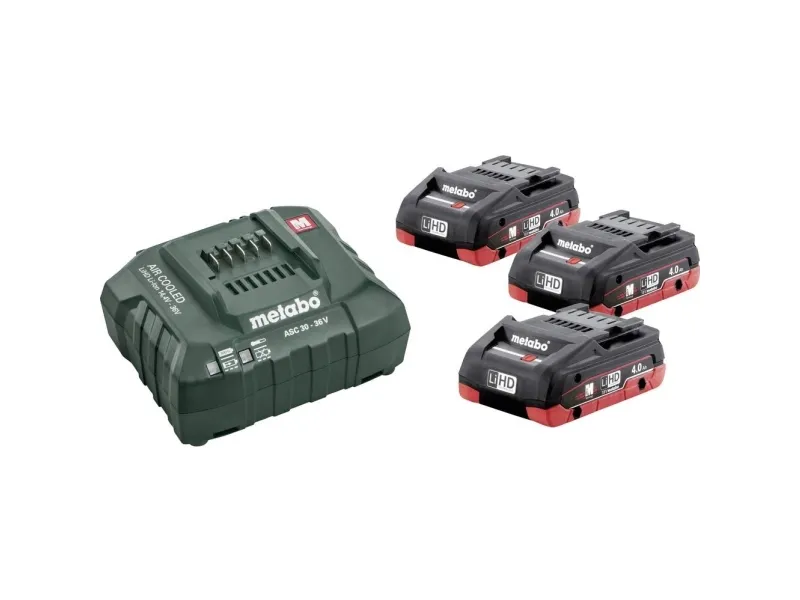 Metabo BASIC SET 3 X LIHD 4.0 AH, Batteri- og opladersæt, Lithium-Ion High Density (LiHD), 4 At, 18 V, Metabo, 12 - 36 V
