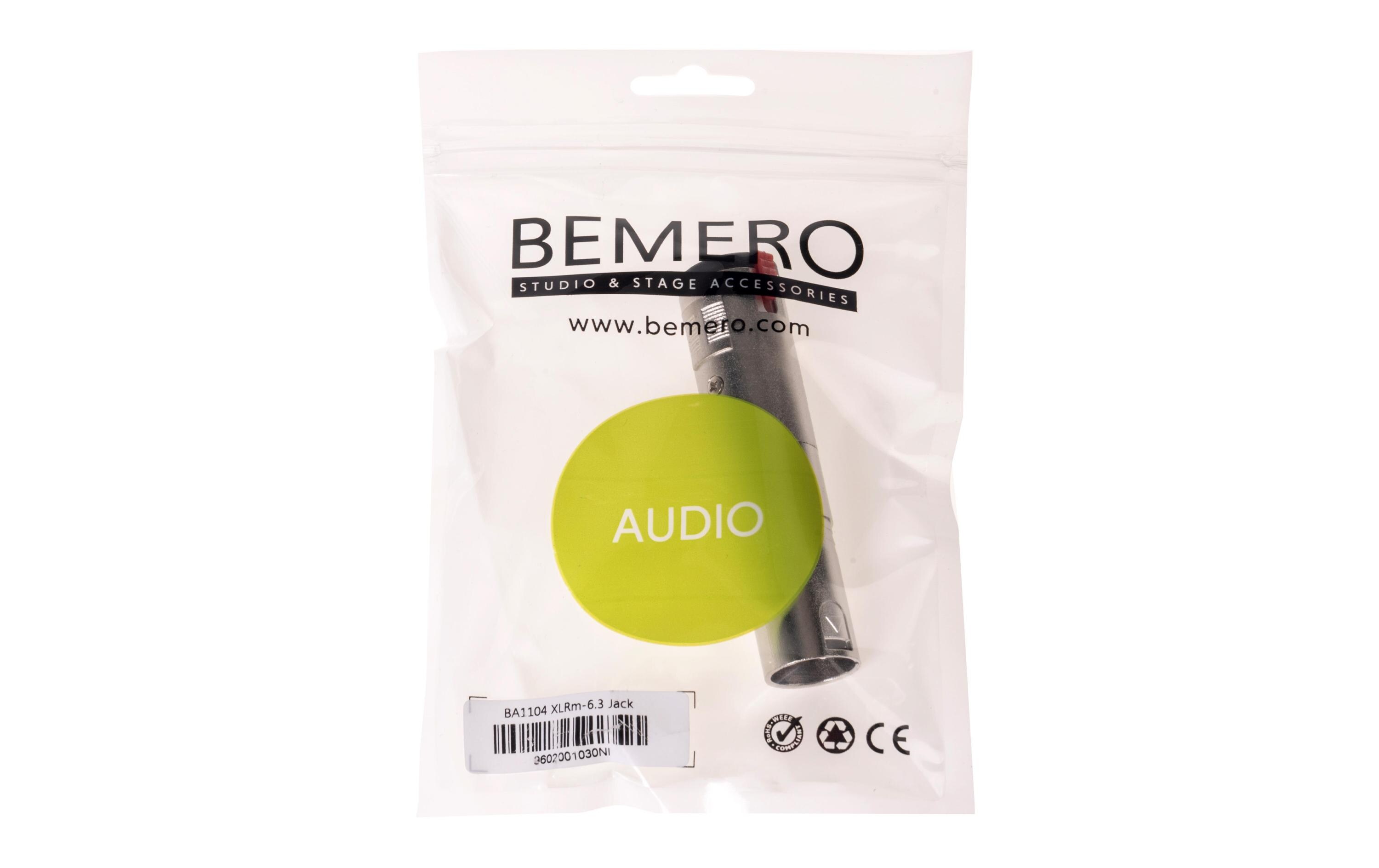 Audio-Adapter BA1104 XLR 3 Pole male - Klinke 6,3mm femaleHochwertiger und robuster Bemero Audio-Adapter