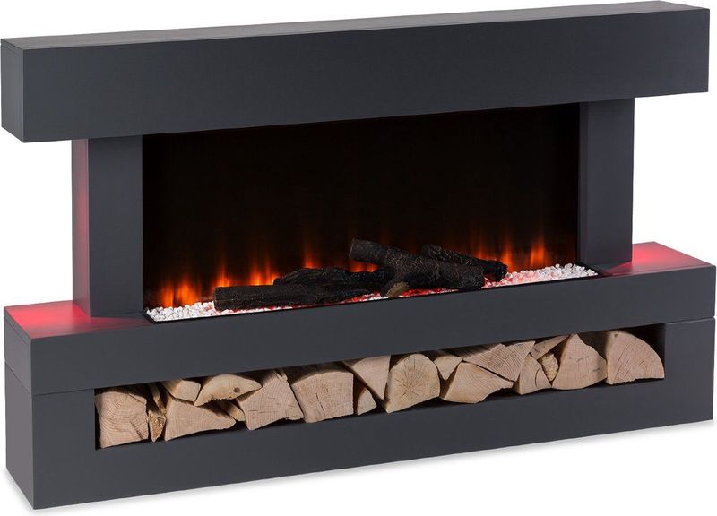 Klarstein - Studio Light & Fire 3 Smart - Elektrische Haard - Donkergrijs - Verwarmingsfunctie 1000/2000W - Wifi-Bediening