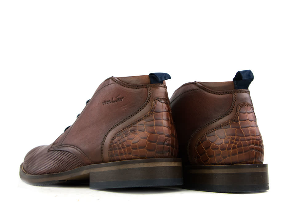 Van Lier Hoge Veterschoen Cognac Leer