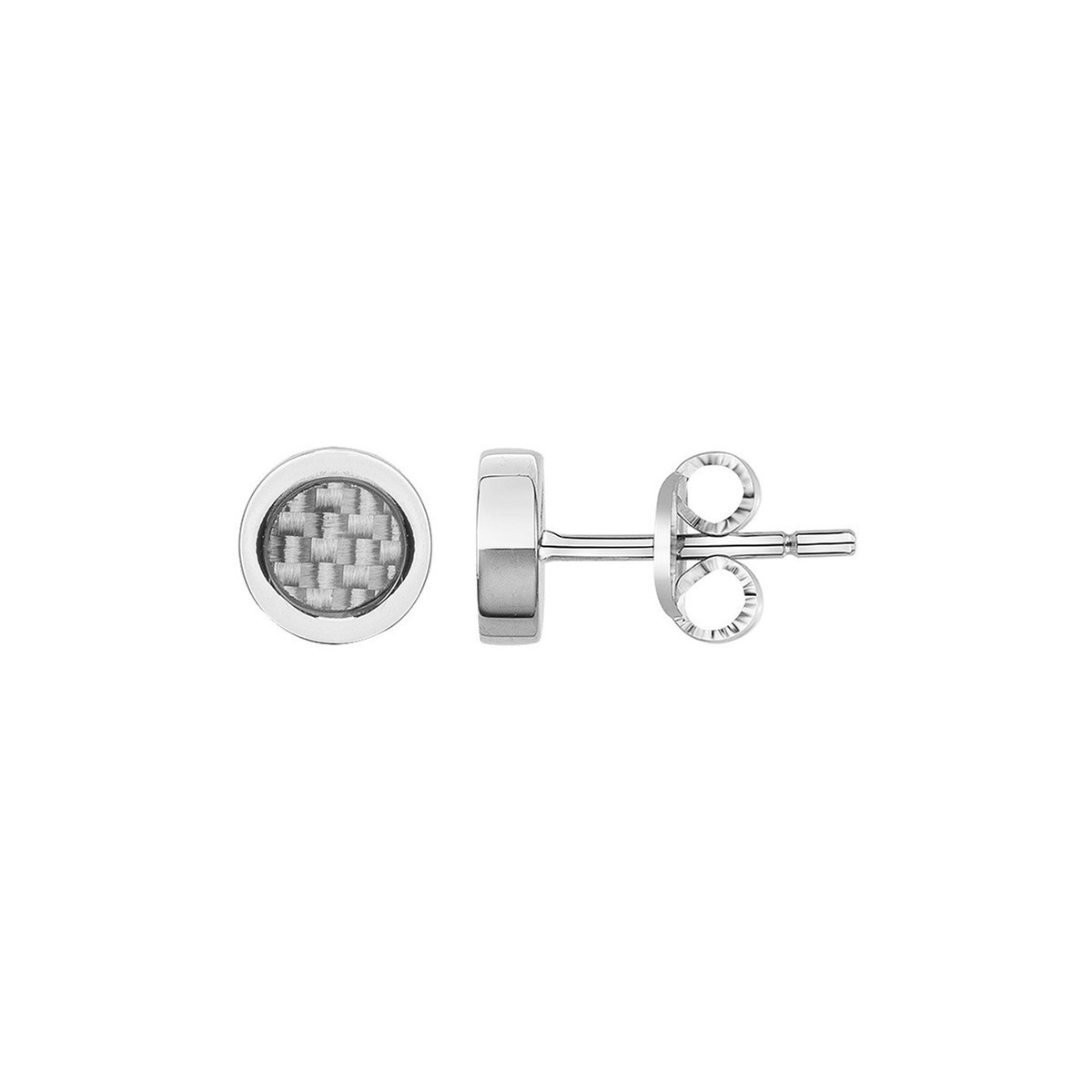 Boucles d'oreilles clous en Acier 316L et carbone - blanc brillant