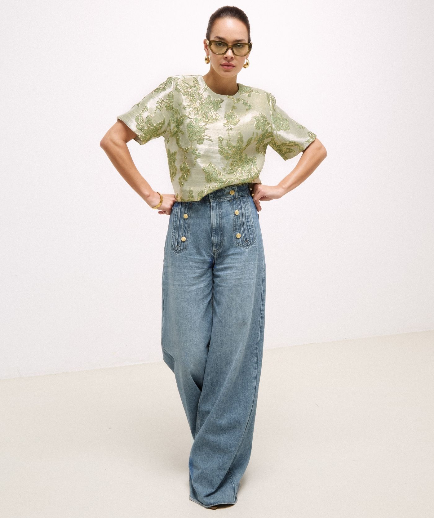 JV-RUMO high waisted wide leg jeans - light blue denim