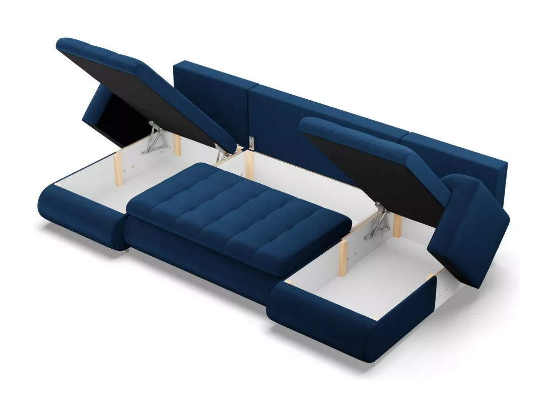 Canapé d'angle en U avec fonction sommeil, 2 méridiennes, Vert