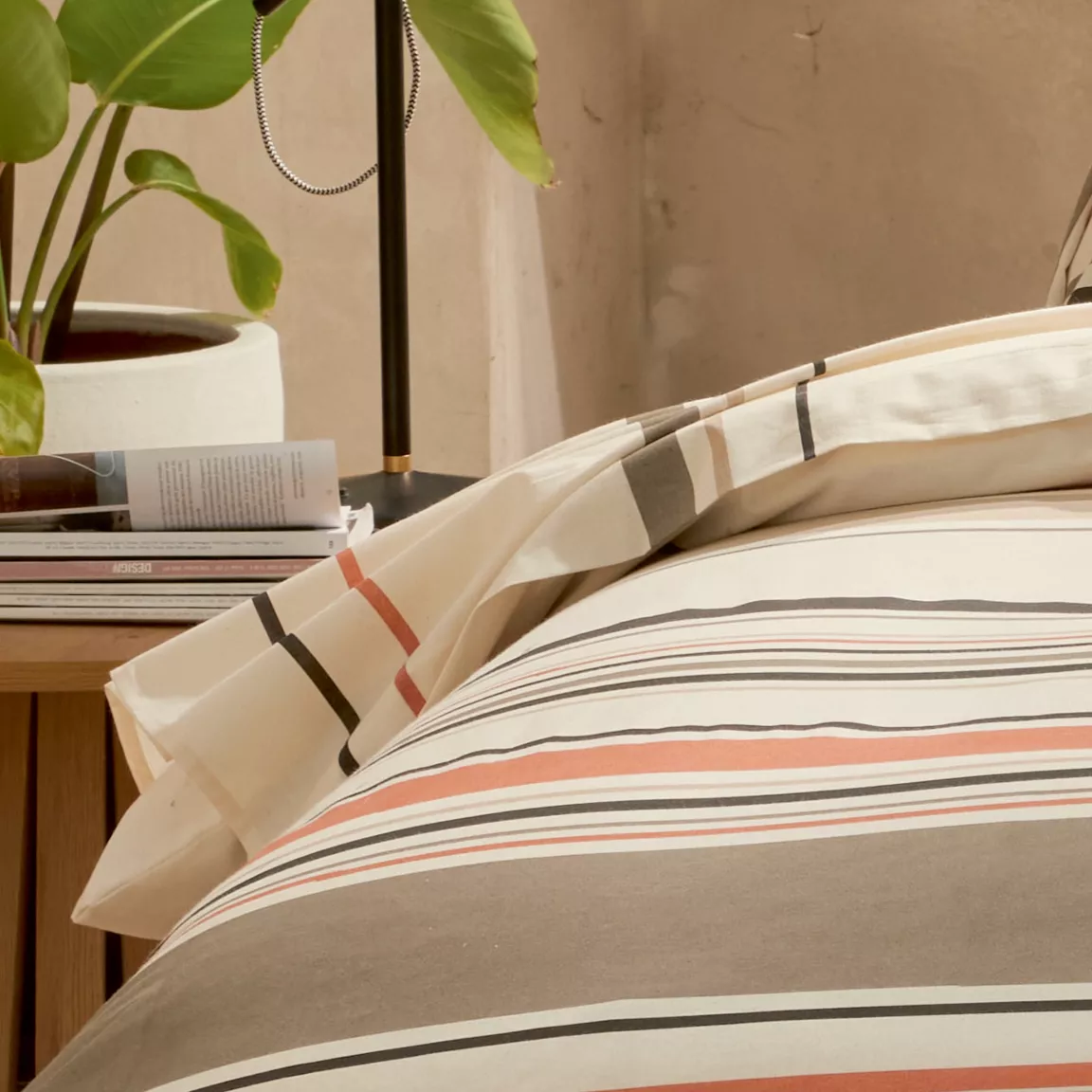 Drap plat coton lavé (240 x 310 cm) Hugo Corail
