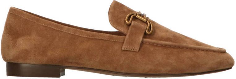 Bibi Lou Beige Suède Loafers met Gouden Gesp Beige Dames