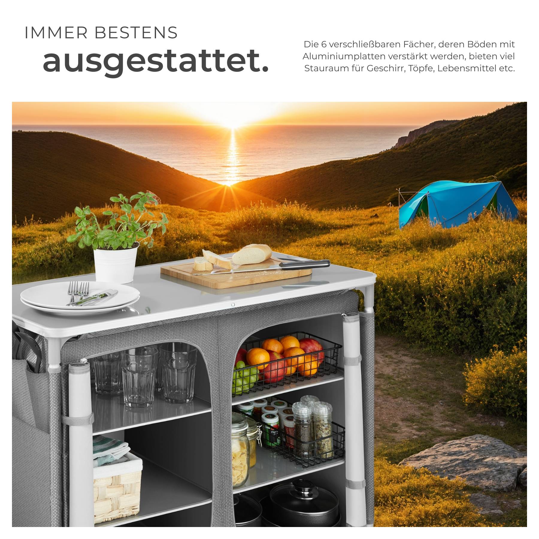Campingschrank Deluxe mit 6 Fächern