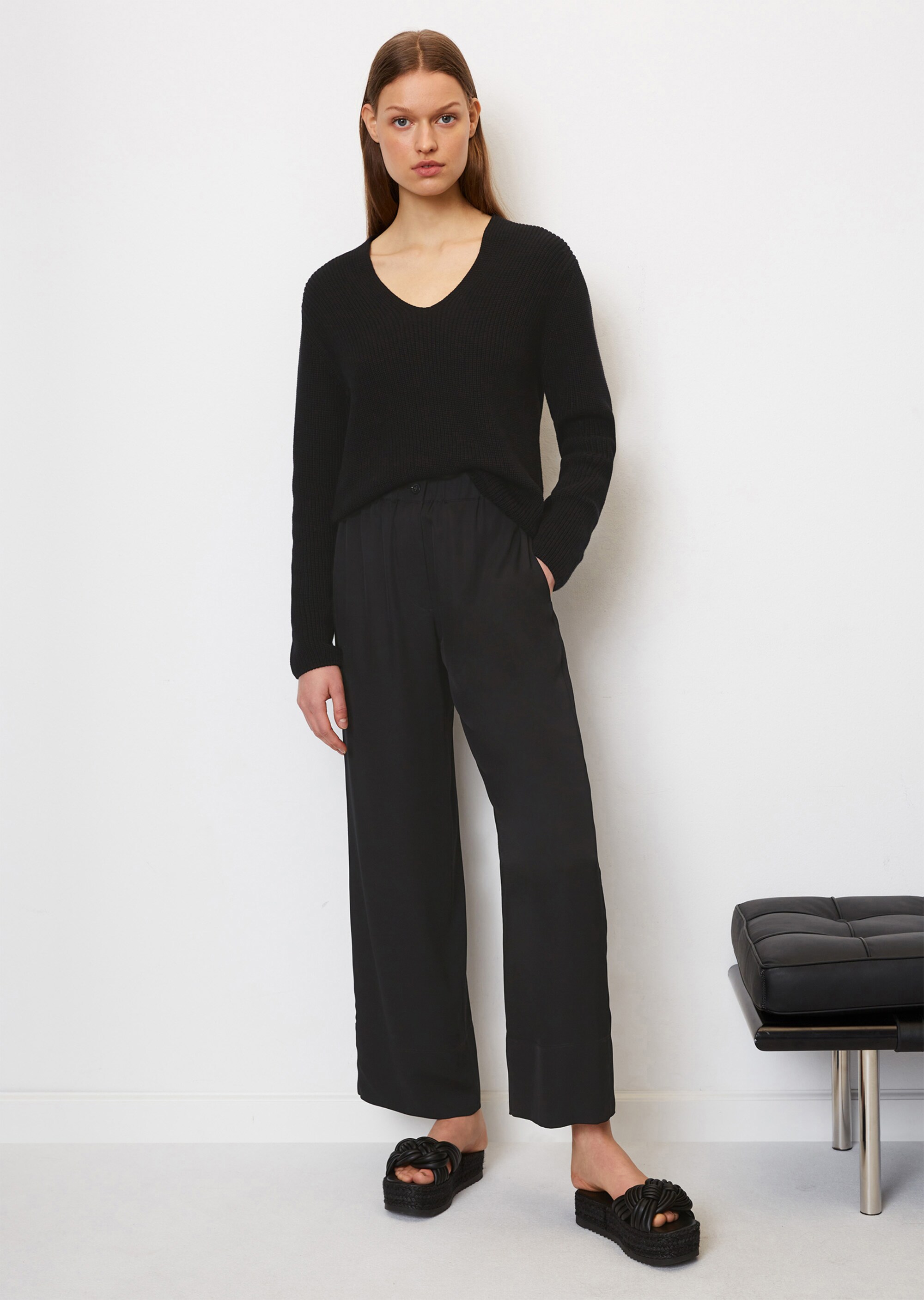 Fließende Wide Leg Pantsaus Viskose-Twill
