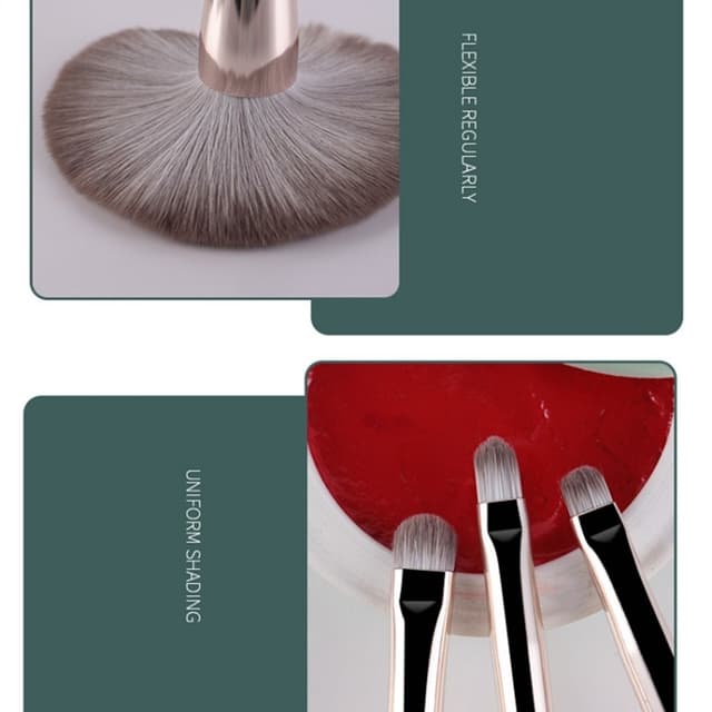 14 Stk Makeup Brush Set Foundation Powder Concealer Børster Børsteholder