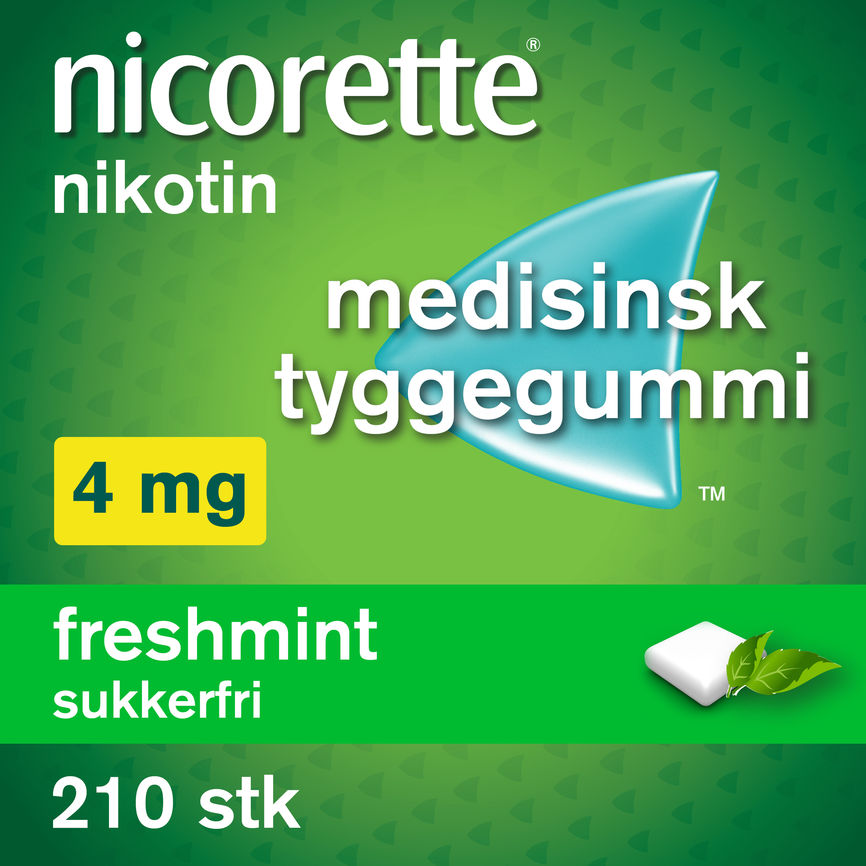 Nicorette Freshmint tyggegummi 4 mg nikotin, slutte å røyke