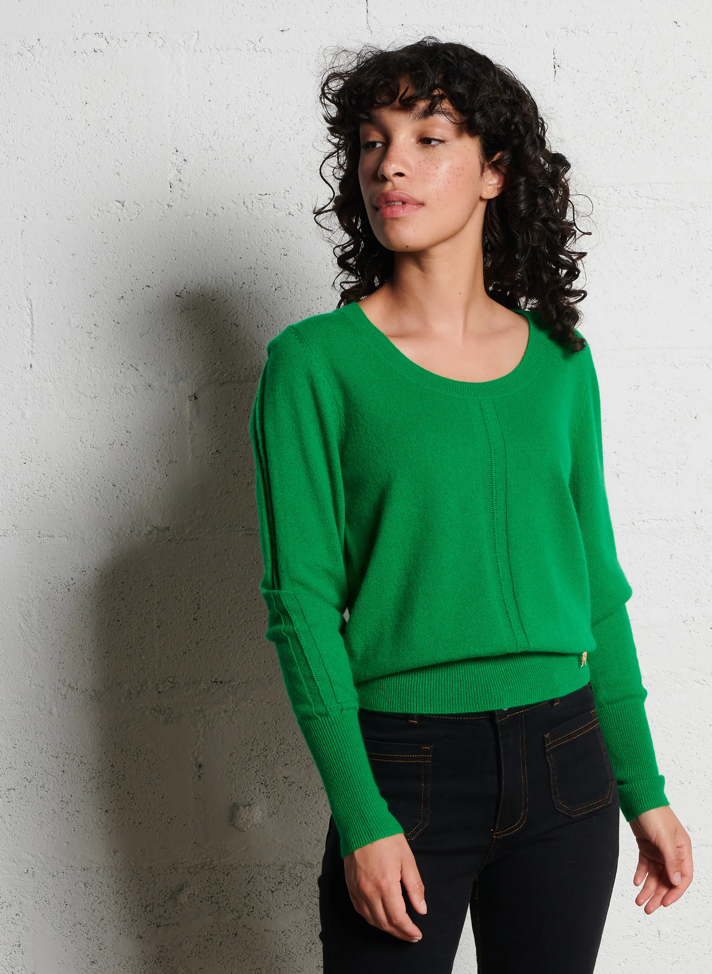 AMYLIGHT - Pull col rond en cachemire | Vert