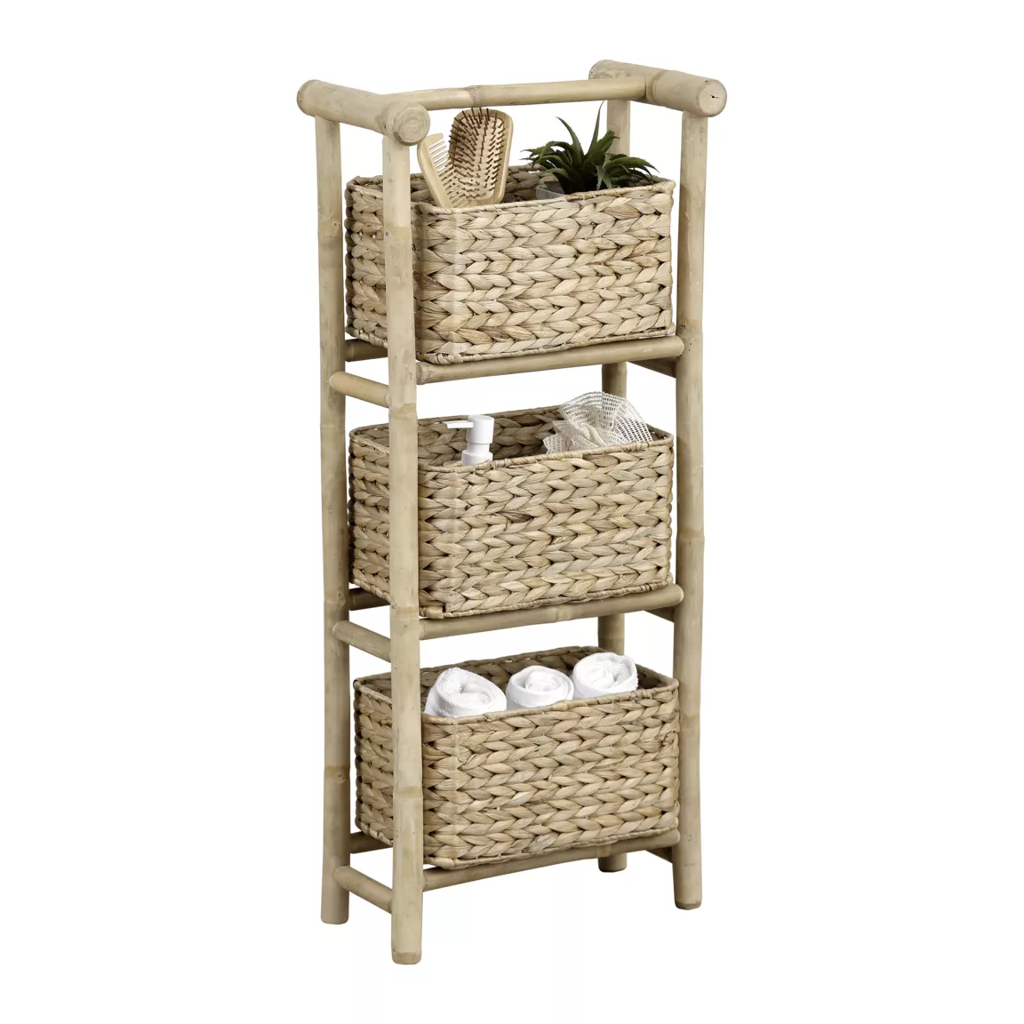 Meuble 3 paniers bambou et jacinthe d'eau (39 x H91 cm) Bali