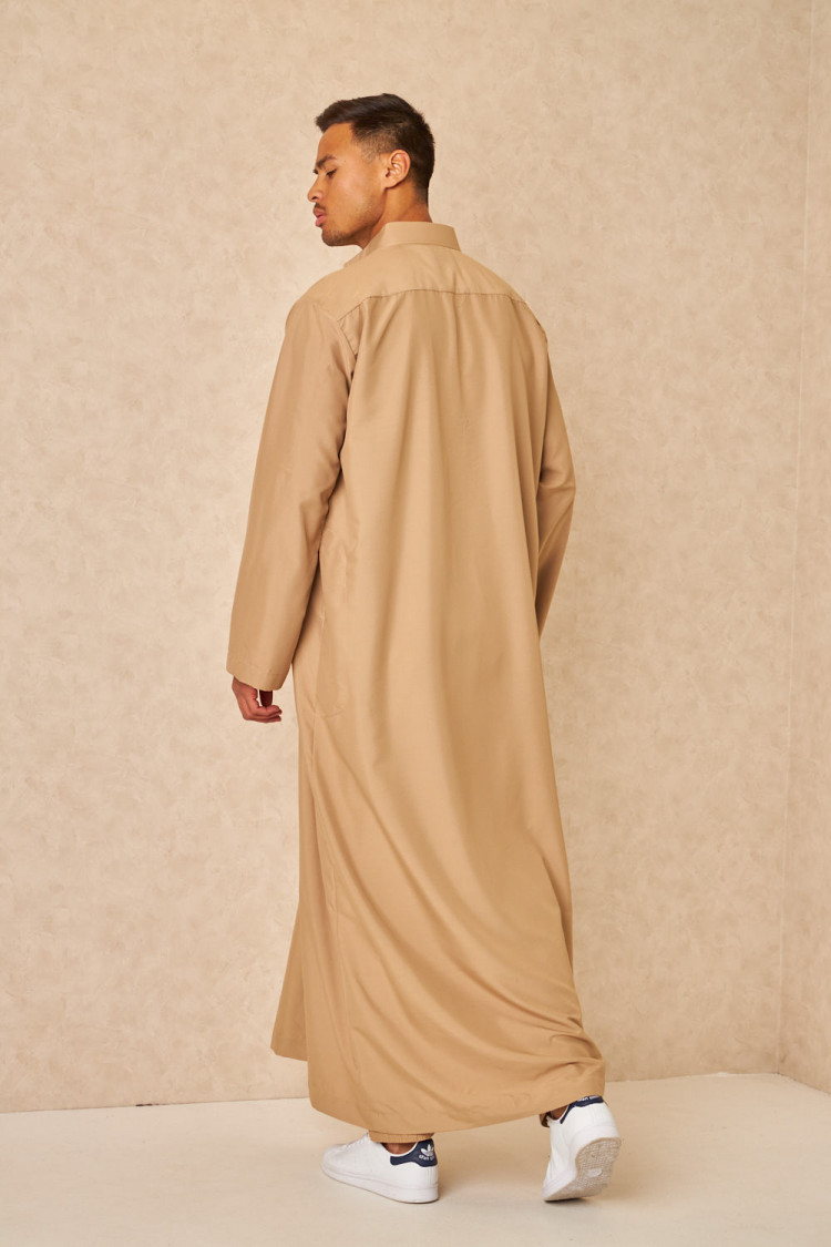 Ensemble 2 pièces qamis + pantalon beige foncé