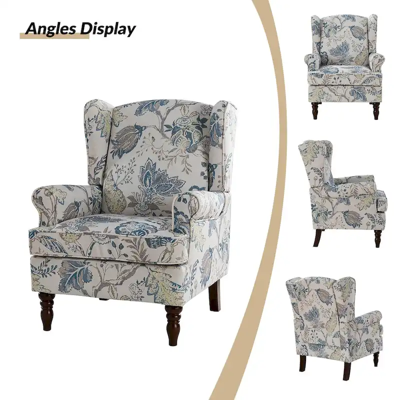 Epimethis Traditional Fabric Accent Armchair with Turned Legs Set of 2 by HULALA HOME