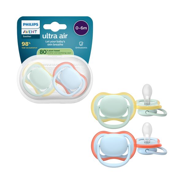 Philips Avent Ultra Air Fopspeen - 0-6 Mnd - 2 Stuks - Plant-based
