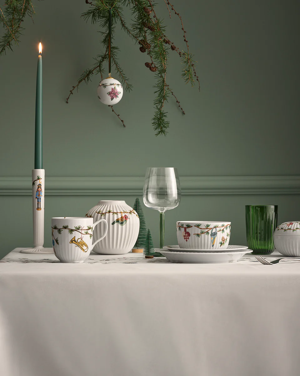 Kähler  Hammershøi Christmas vase, hvid m. deko - H13