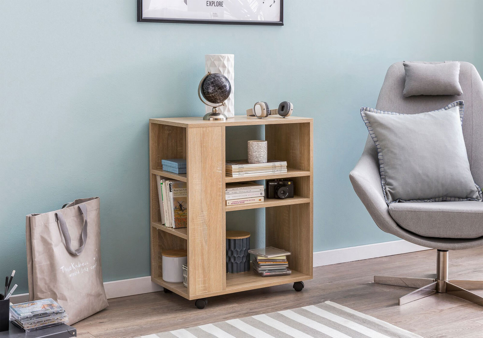 Regal 60 x 75 x 35 cm Eiche-Sonoma-Dekor