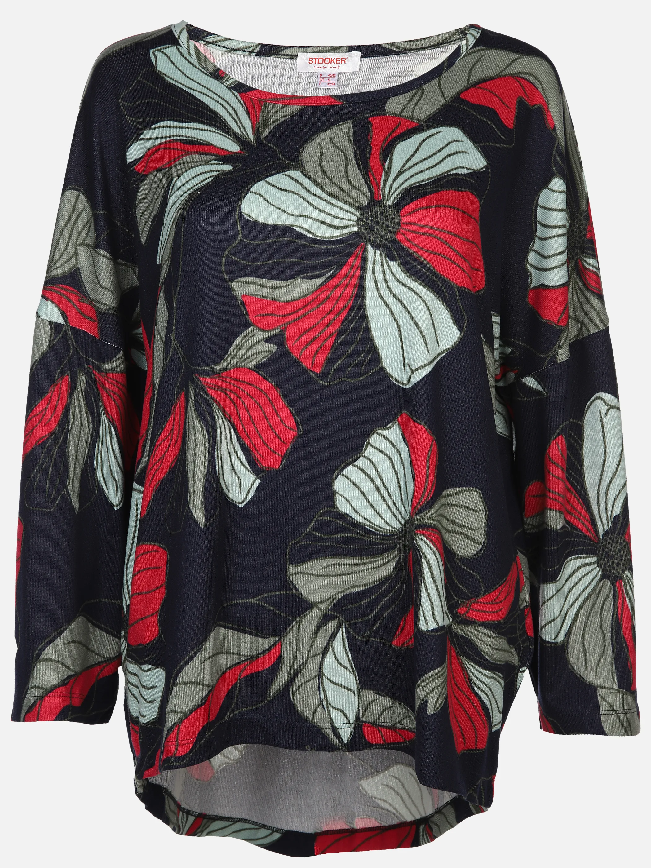 Damen Strickshirt mit floralem Alloverprint