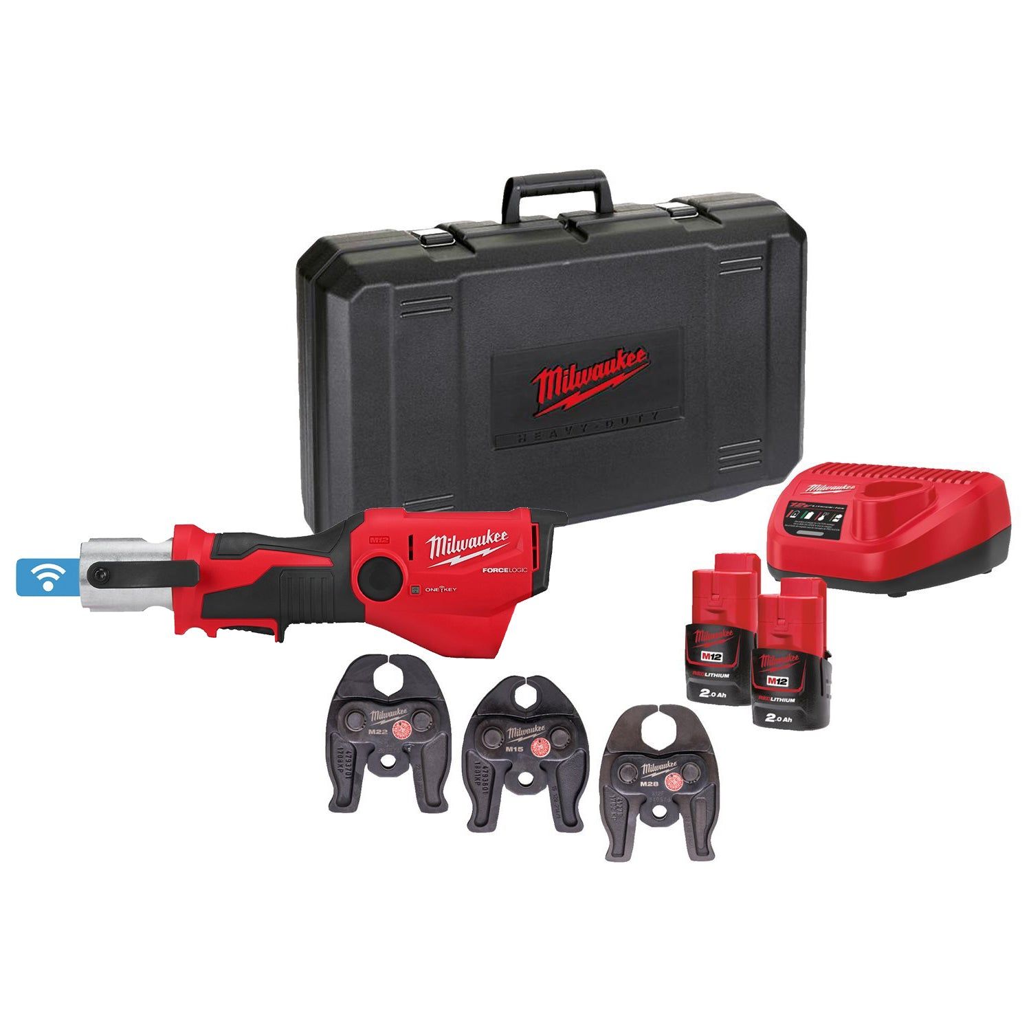Milwaukee M12 ONEHPT-202C M-Set FORCE LOGIC™ Accu hydraulische perstool 12V 2.0Ah in koffer - 4933481033