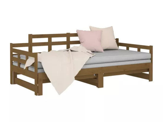 Lit coulissant sans matelas marron miel 2x(90x190) cm