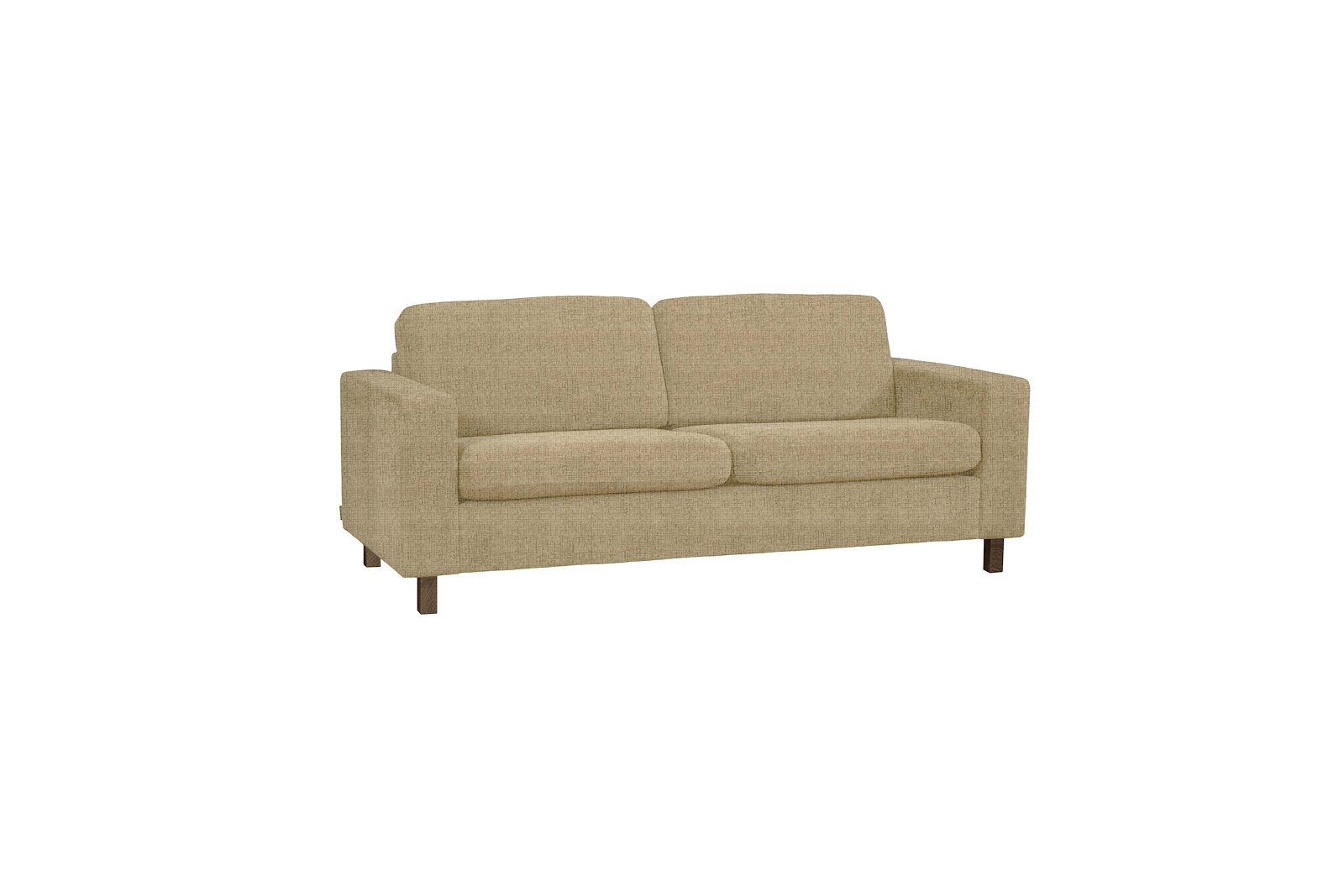 Ellinor 2,5-seter Tekstil Nivus 203 LinCreme . Arm 1, Duo puter, Firkantet ben 12 cm Mocca