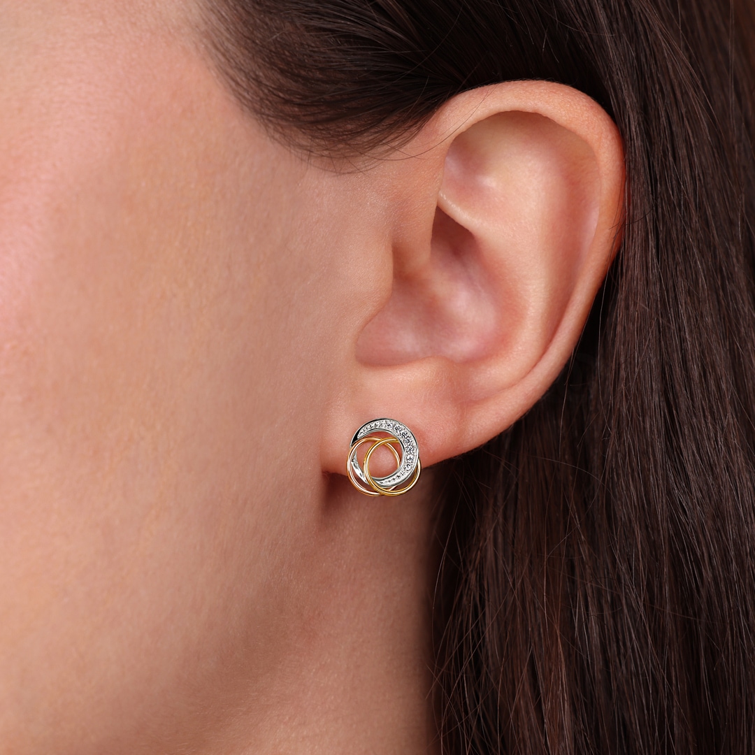 Ohrringe 750/18 K Tricolor mit Zirkonia